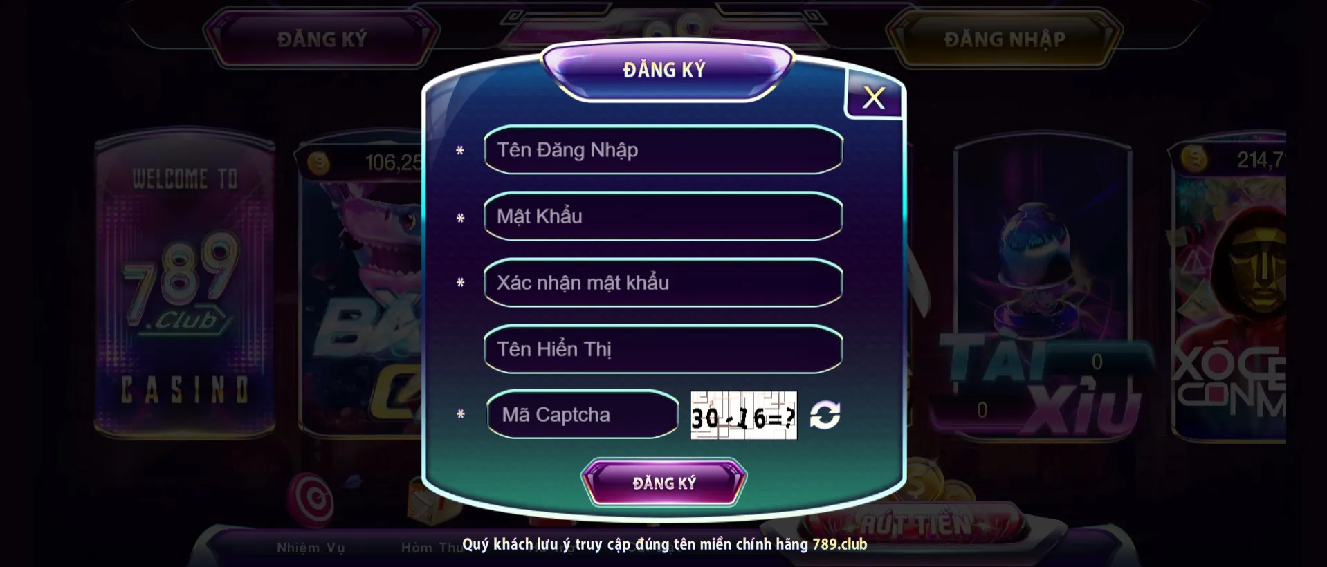 Điền thông tin đăng ký thoe biểu mẫu