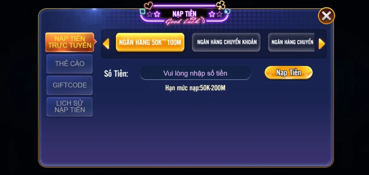 Nạp tiền tại 8US vô cùng tiện lợi