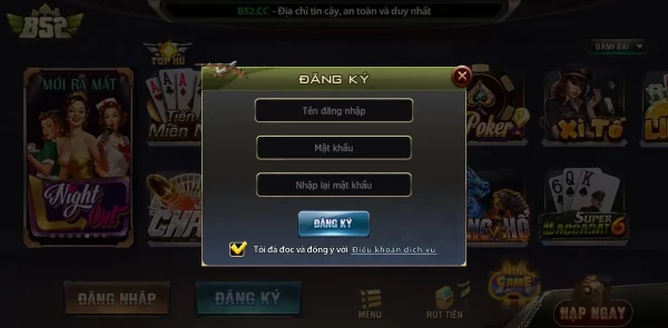 Các bước đăng ký tài khoản B52 Club