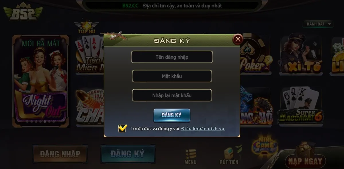 Các bước đăng ký tài khoản B52 Club
