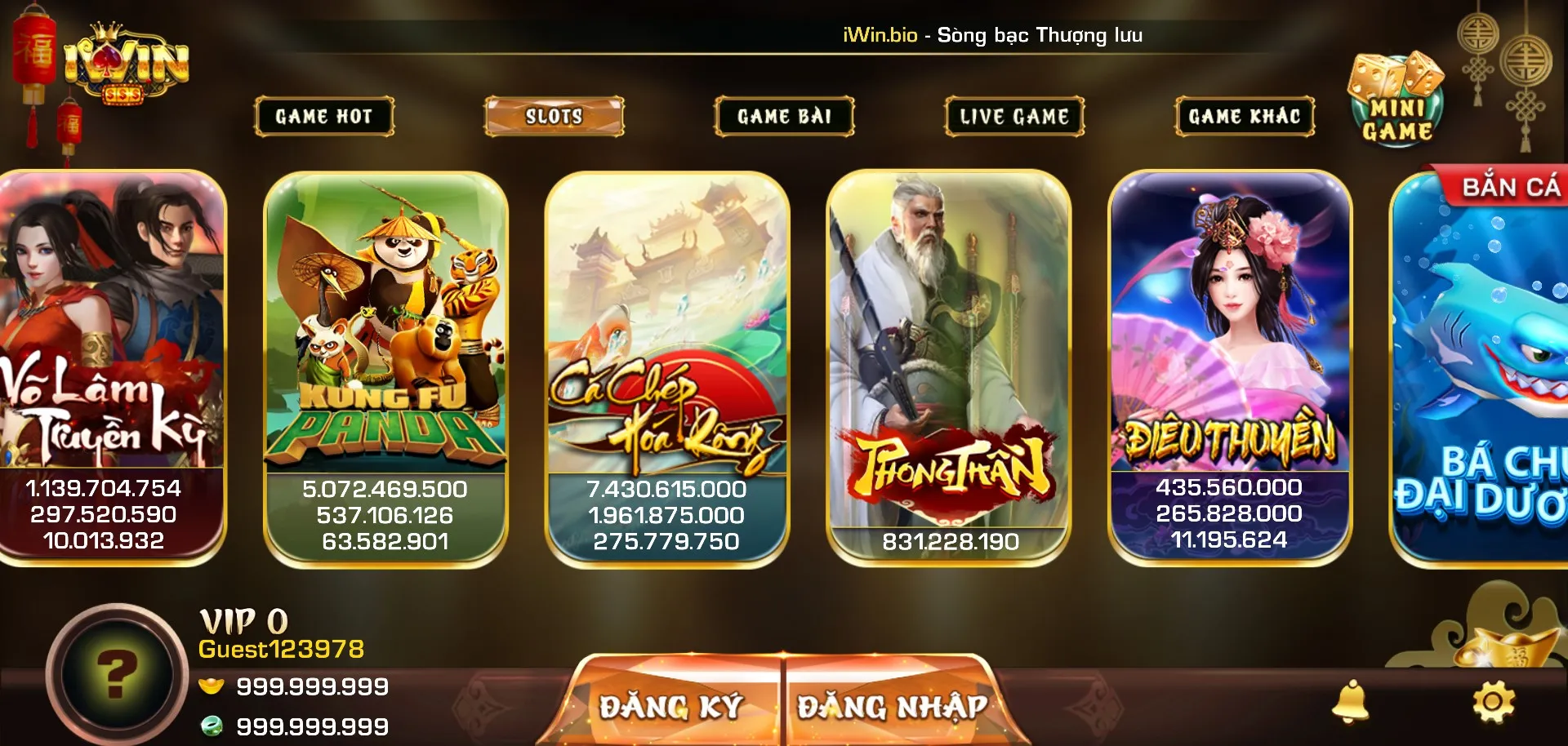 Sảnh game slot của IWIN là một điểm đến lý tưởng