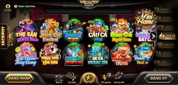 Bắn cá vô cùng đa djang tại Kingfun