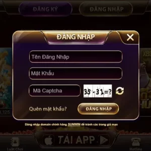 Biểu mẫu đăng nhập vào Sunwin